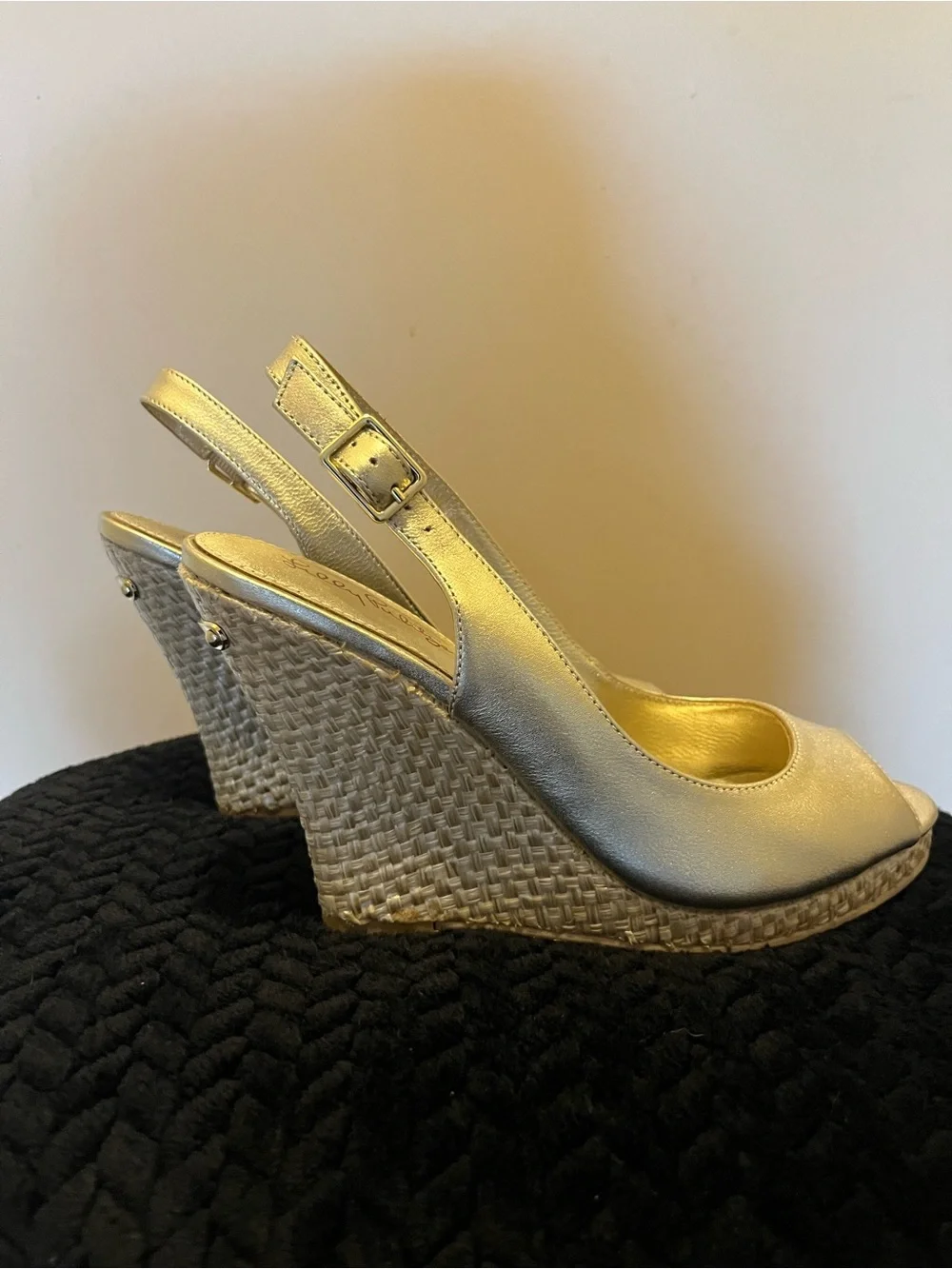 Lilly Pulitzer Metallic Gold Wedge Slingback Sandals
